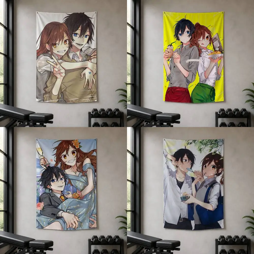 Anime H-Horimiya Decorative Hanging Flag with Grommets for Garage Bedroom Dorm Wall Decor