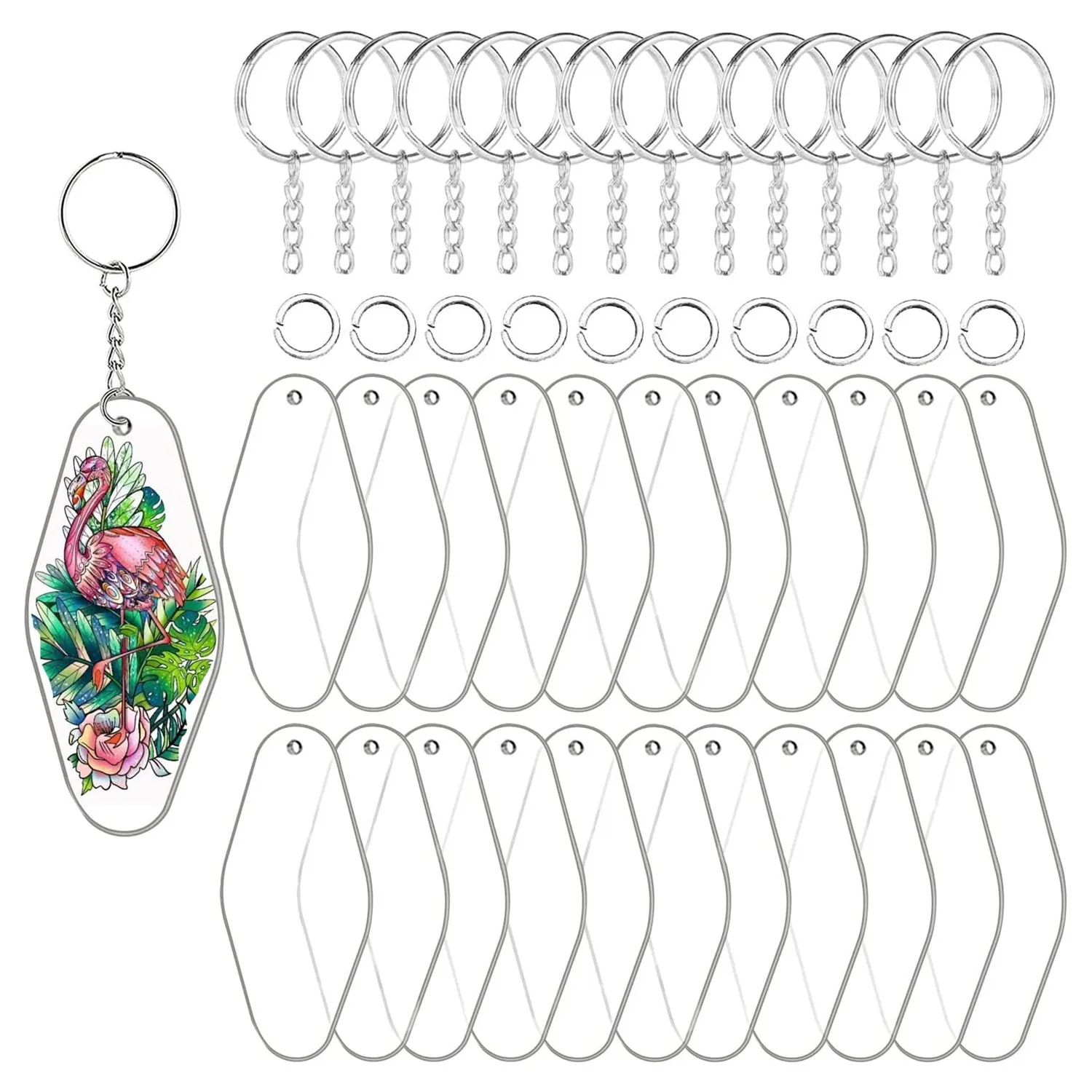 

Acrylic Blanks Key Tag Kit Motel Hotel Shape Clear Board for Cricut Crafting Vinyl Ornament Blank DIY Keychain Craft Making Tool