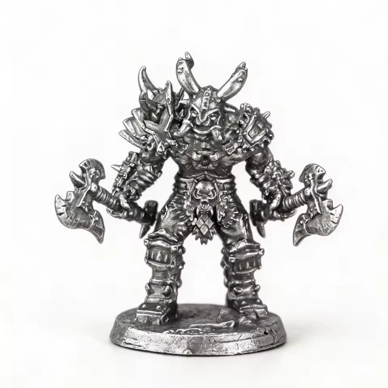 Solid White Copper Orc Tribe Warrior Fantasy Wolf Rider Miniature, Tabletop Game Figurine, Home Decor Collectible Gift