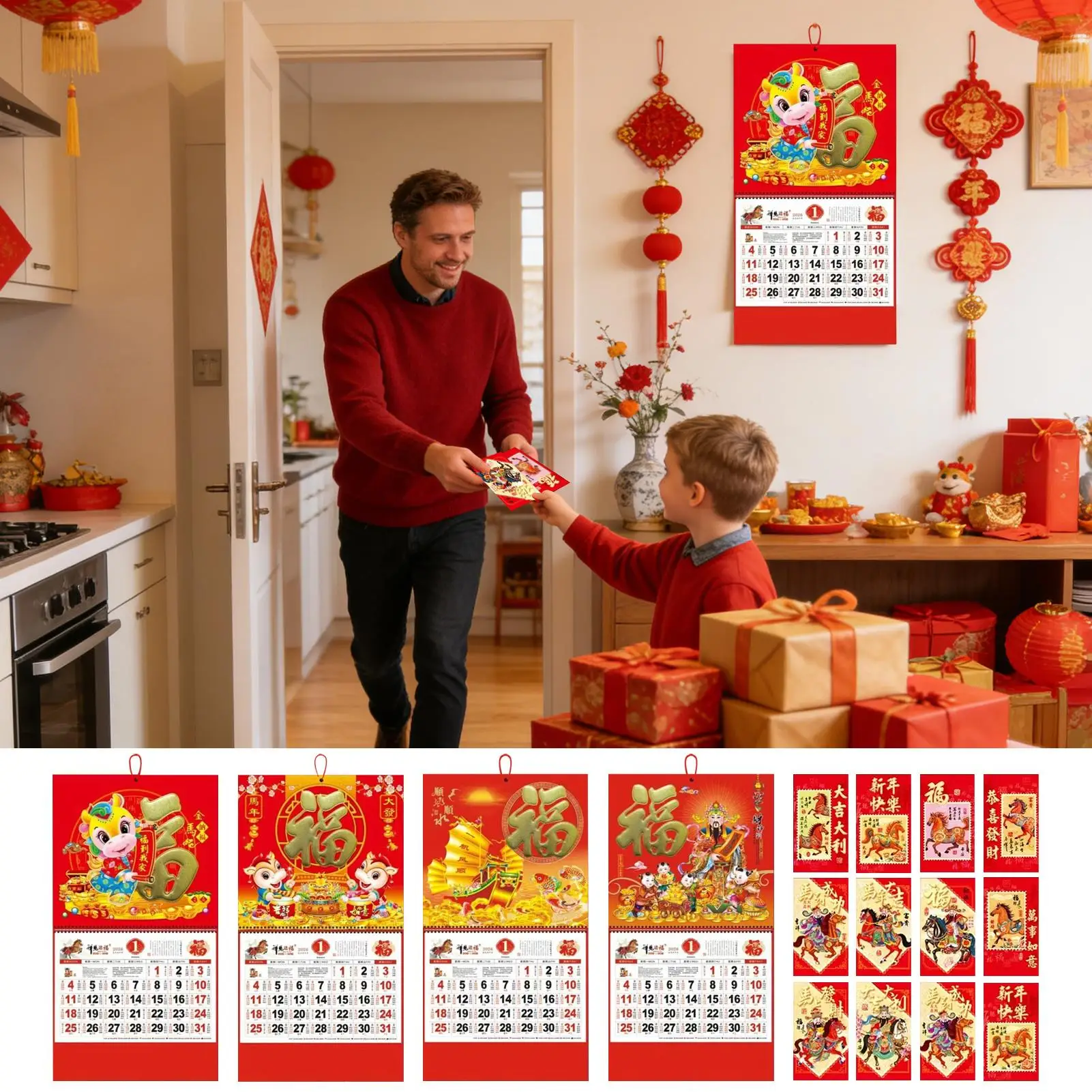 Horse Year Calendar Auspicious Schedule Management 12 Month Calendar Wall Mount For Dining Room Living Room Bedroom Study Dorm