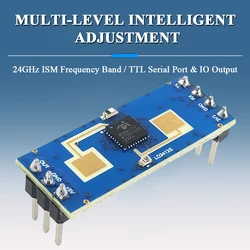 LD2412 Human Presence Sensing Radar Module Sensor 24GHz ISM Frequency Sensitive Body Moving Sensors 9M GPIO UART Output 7PIN