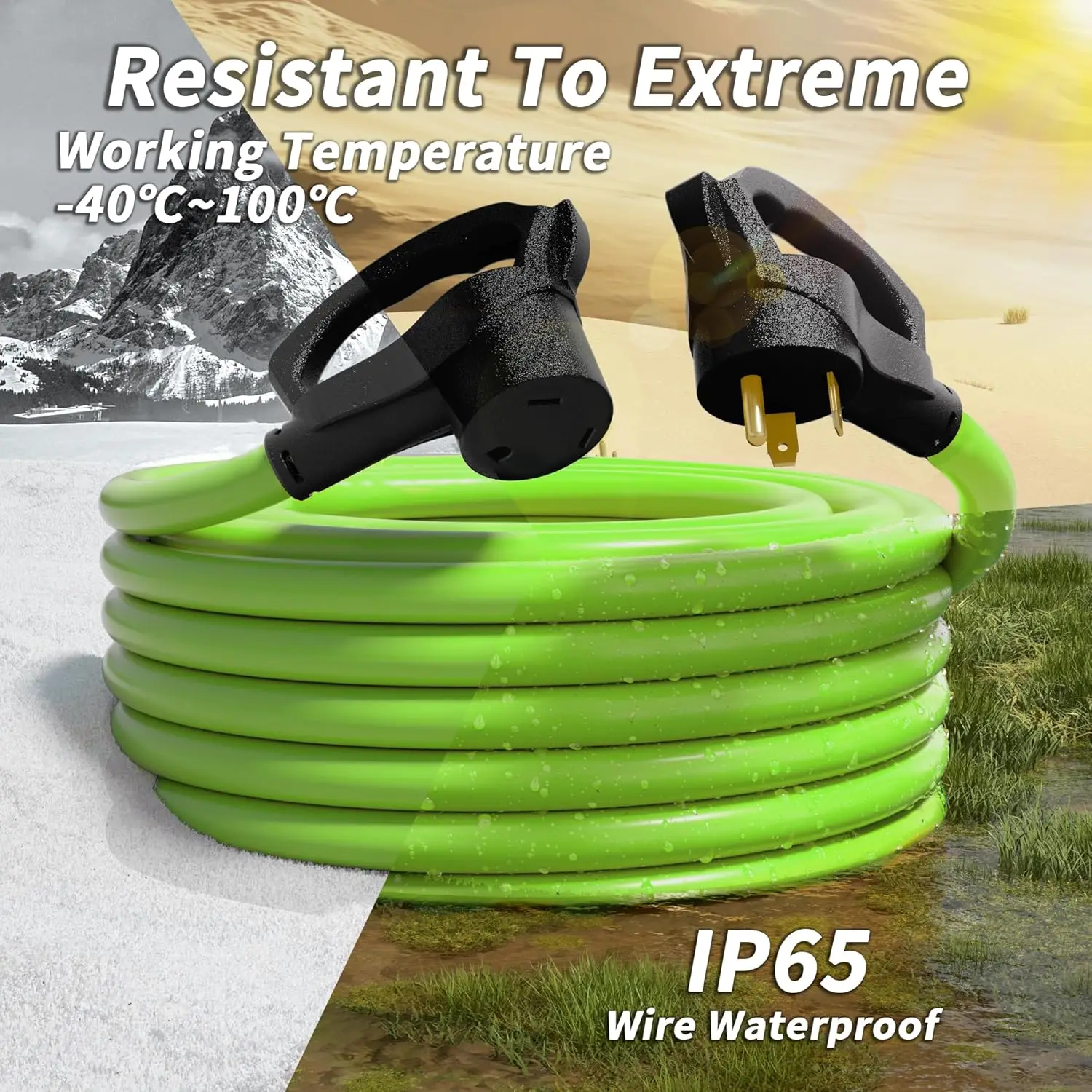 

100 FT 30 Amp RV Extension Cord Outdoor with Grip Handle, 10/3 Gauge Flexible Heavy Duty RV Power Cord Waterproof,Free Shipping