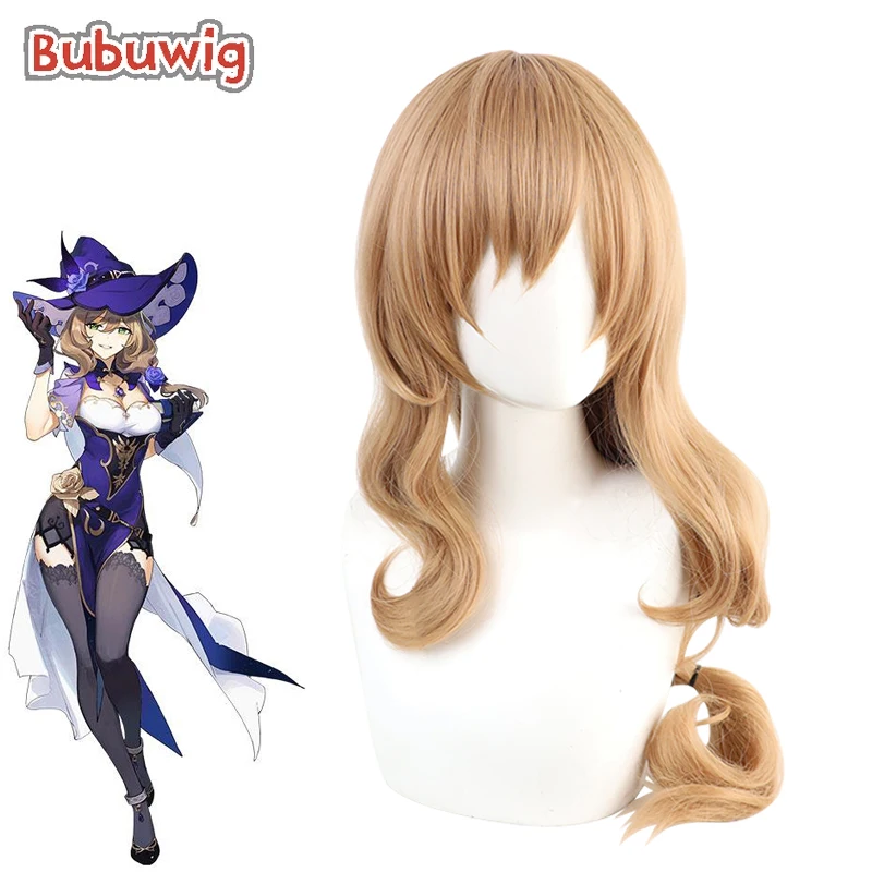 Animecosplay Genshin Impact Lisa parrucche Cosplay donna 60cm lungo riccio marrone onda sintetica partito Lolita capelli resistenti al calore