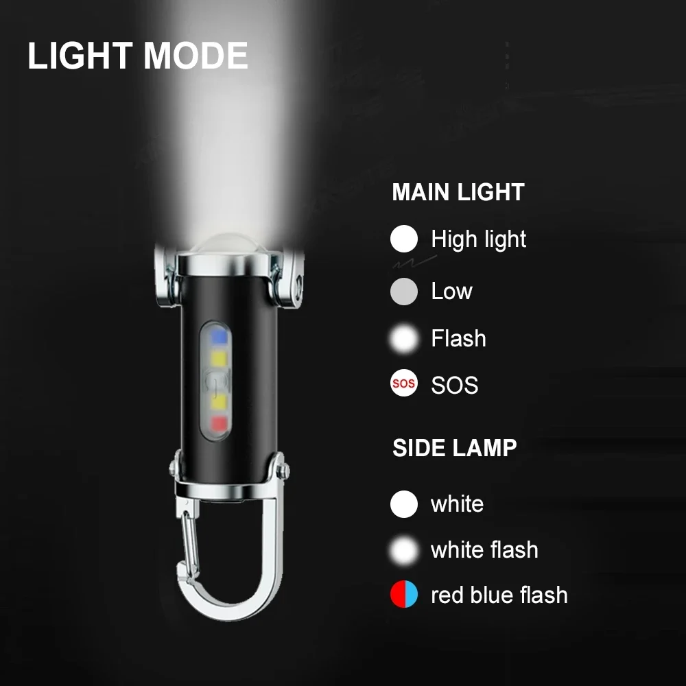 Multi functional mini small flashlight keychain flashlight with hook, portable long endurance flashlight, keychain light