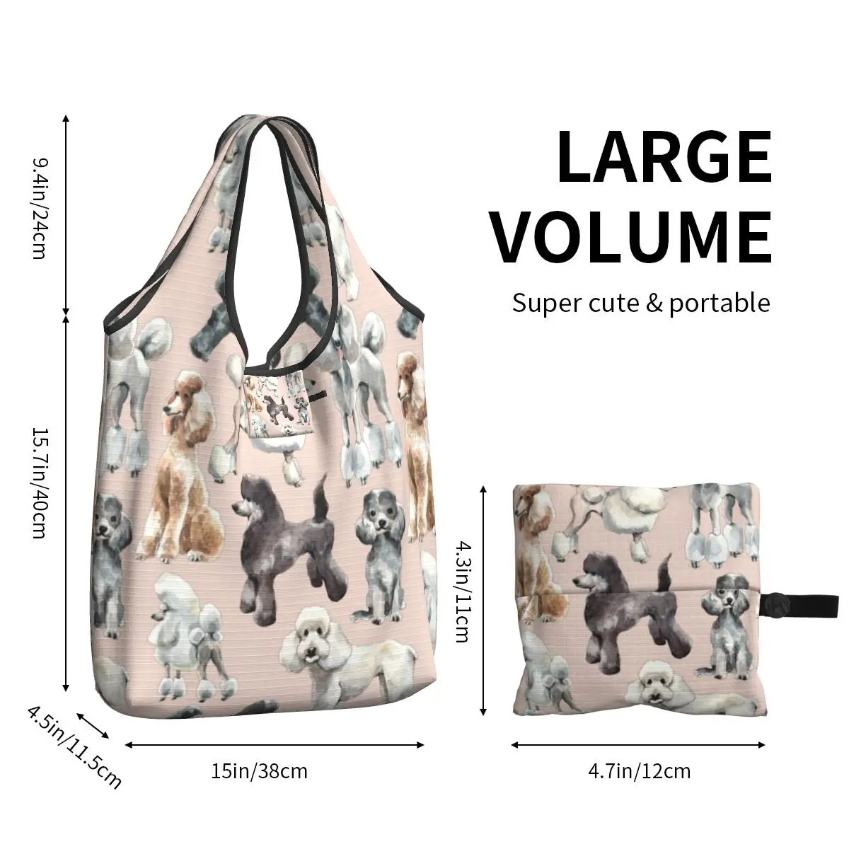 Fashion Printed Poodle Mouth Face Tote Shopping Bag Portable Shopper Shoulder Oodles Of Poodles Facial Handbag