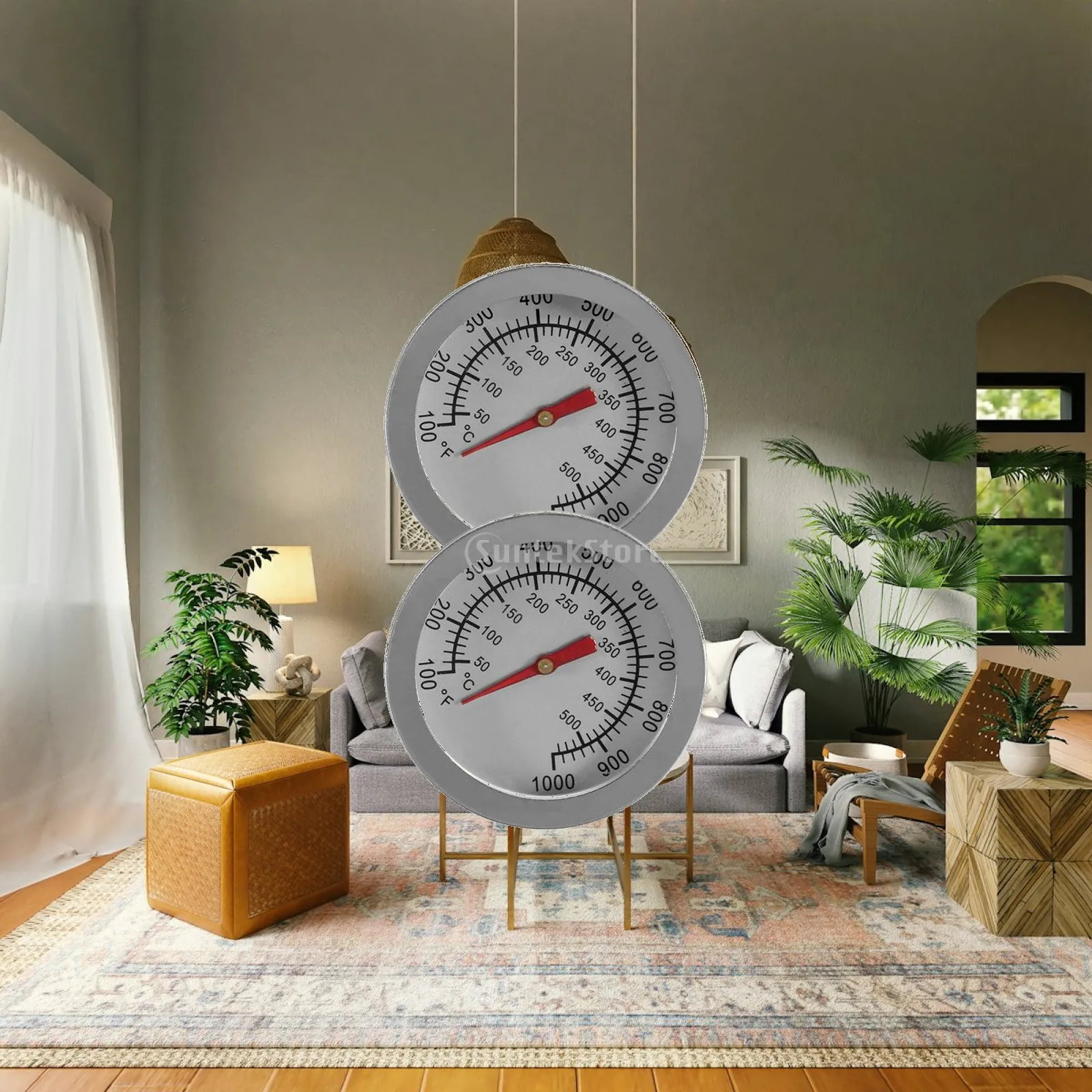 Barbecue Thermometer Large Dial Stainless Steel Grill Temperature Gauge for Smoker BBQ Cooking Equipment