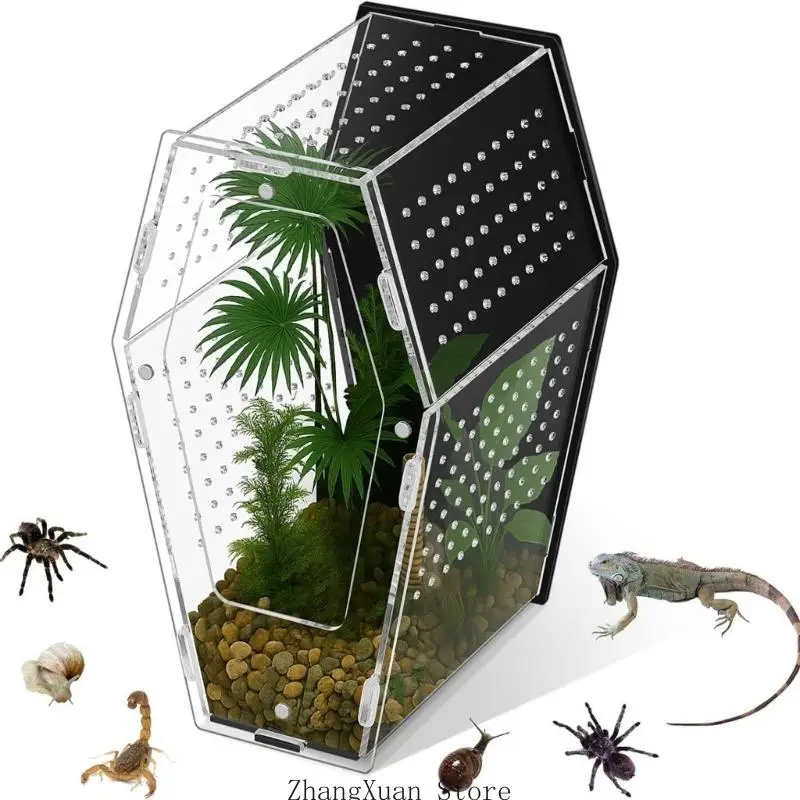 Transparenz Acryl Reptilien Terrarium Home Geräumiger Wohnbereich für Schlange 3XUF – Detail 10