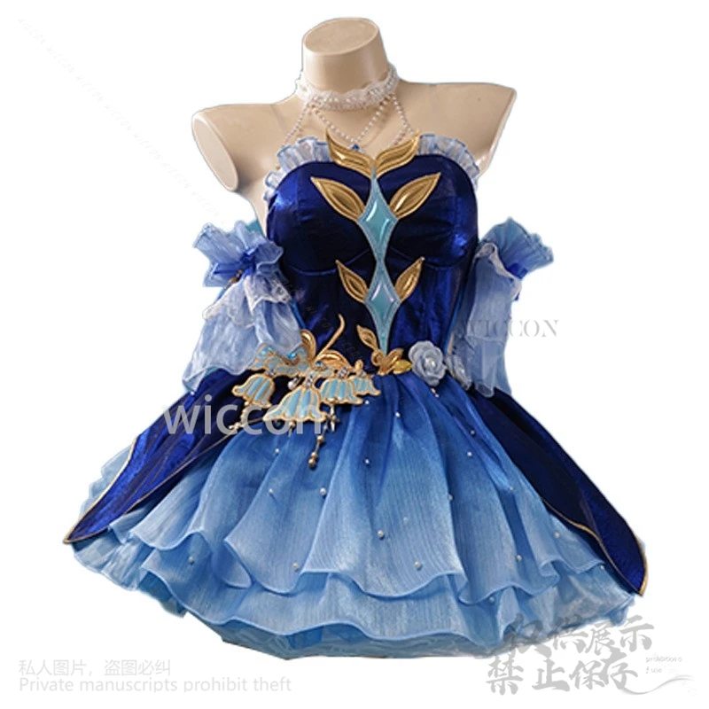 Anime Game Genshin Impact Cosplay Furina Costume Women Dress Lolita Evening Wigs Role Play Halloween Christmas Suit Customized