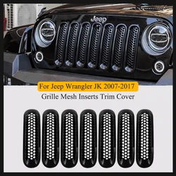 7pcs Front Grille Mesh Inserts Trim Car Clip-in Grille Cover Guard for Jeep Wrangler JK 2007-2017 Car Styling Accessories