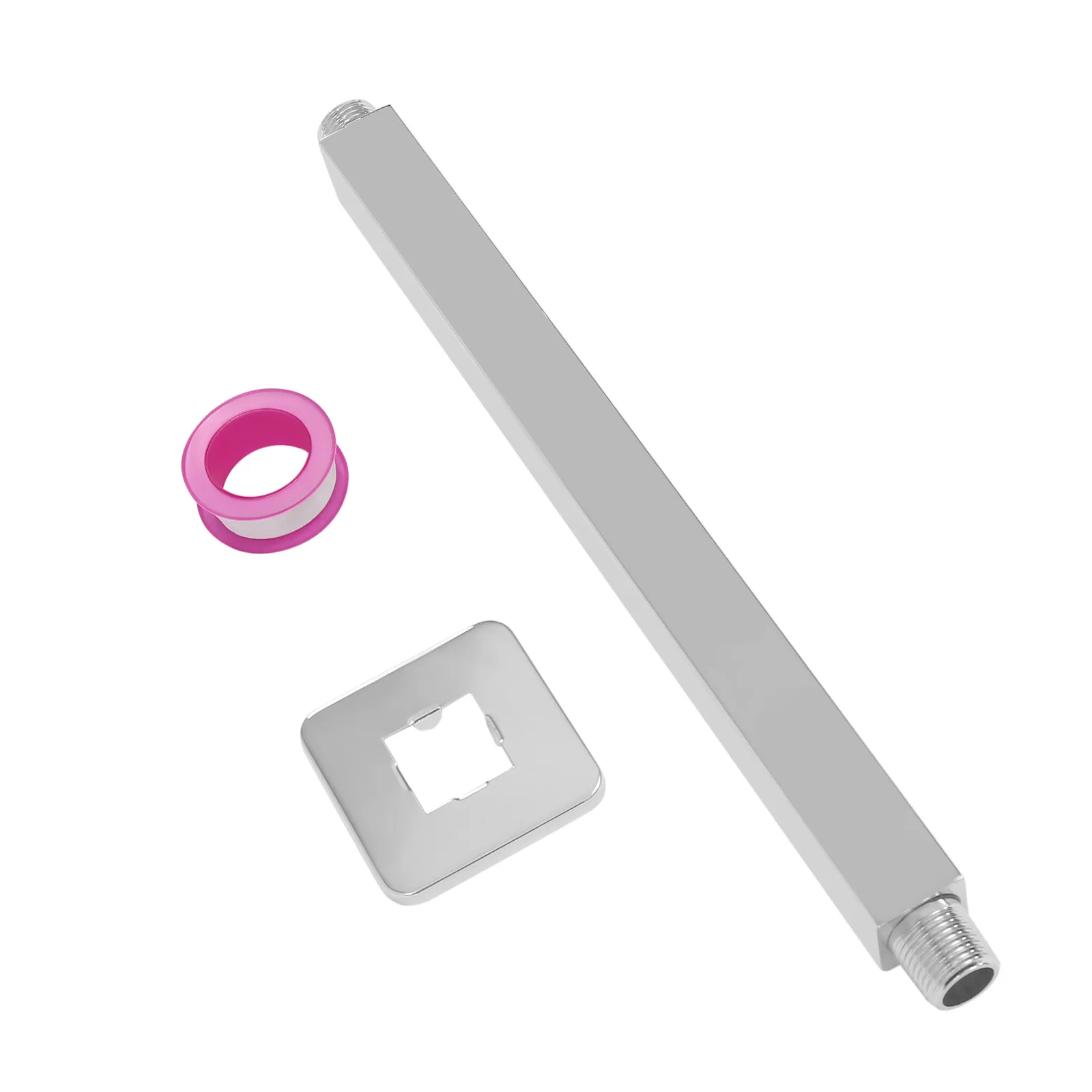 Square Silver Shower Arm Ceiling Mounted Extension w/Flange Stainless Steel