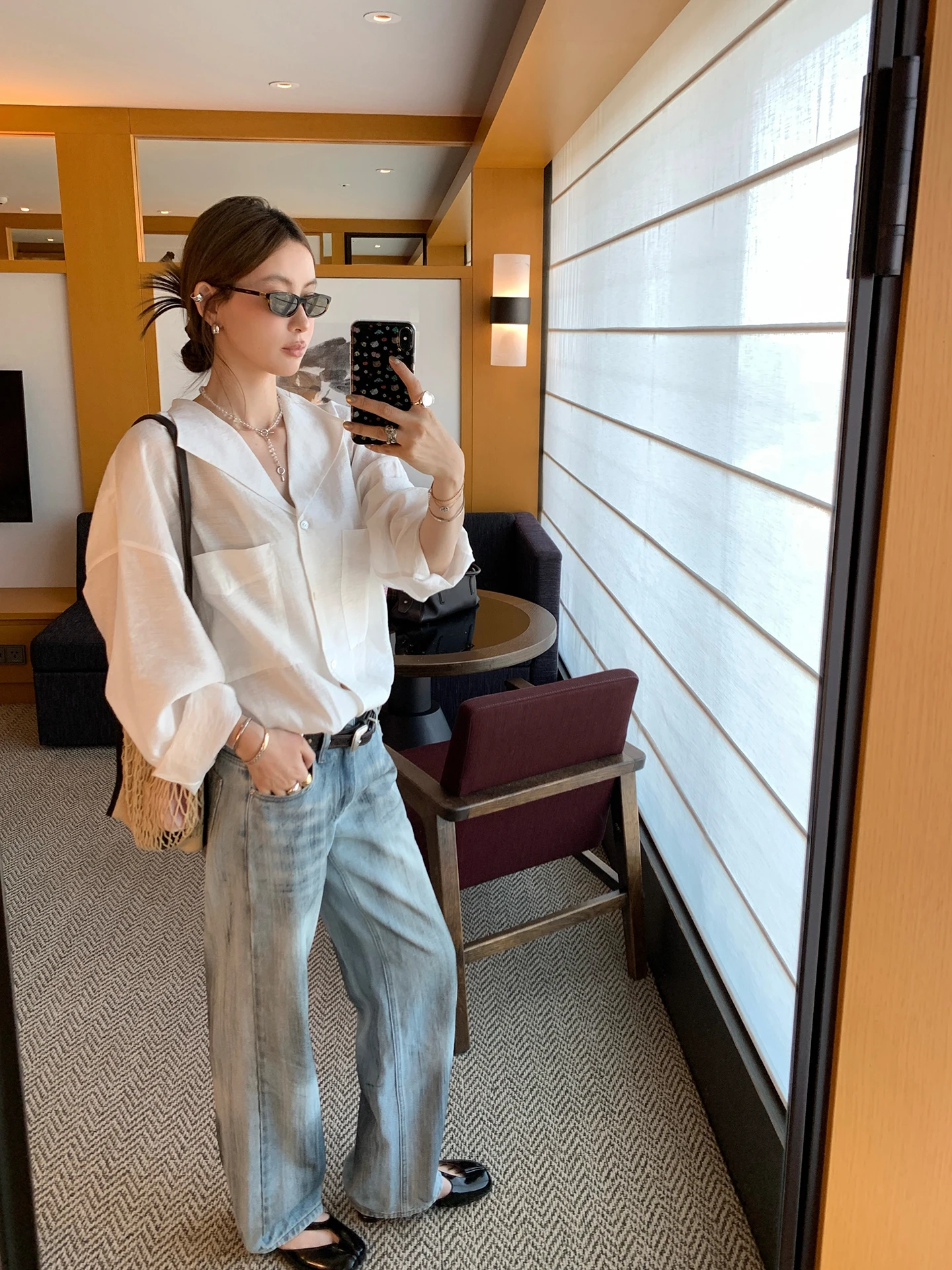 

Свободная женская рубашка с V-образным вырезом из шелковистого льна, универсальная, премиум-класса, повседневный стиль, с длинным рукавом, дышащая, приятная к телу