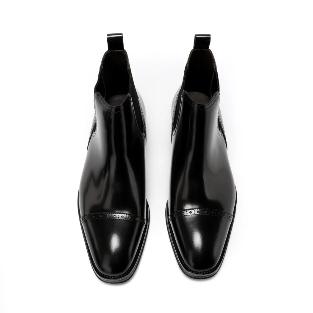 High End New Men Boots Genuine Leather Glossy Ankle Boots British Style Leather Boots Mens High Top Leather Shoes