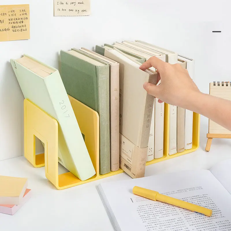 Color Plastic Book Stand Division Storage Book Holder Deskstop Book Stopper Decorative Plastic Bookends For Shelves
