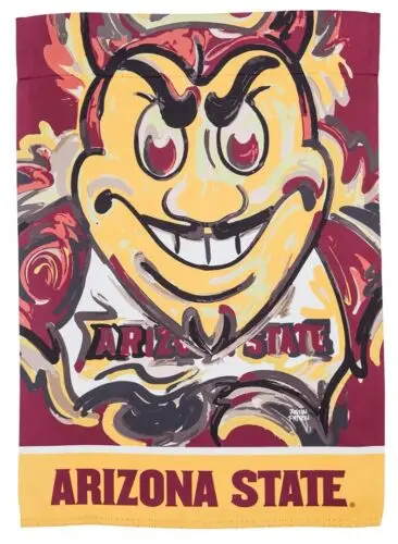 Arizona State Garden Flag Justin Patten 2 Sided Sun Devil Mascot Sparky NWT