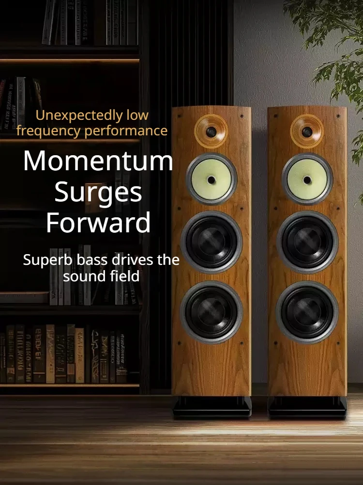 YT-02 T518 Solid Wood Passive Tower Speaker, 3-Way Hi-Fi Audiophile Floorstanding Home Audio Loudspeaker（APair）