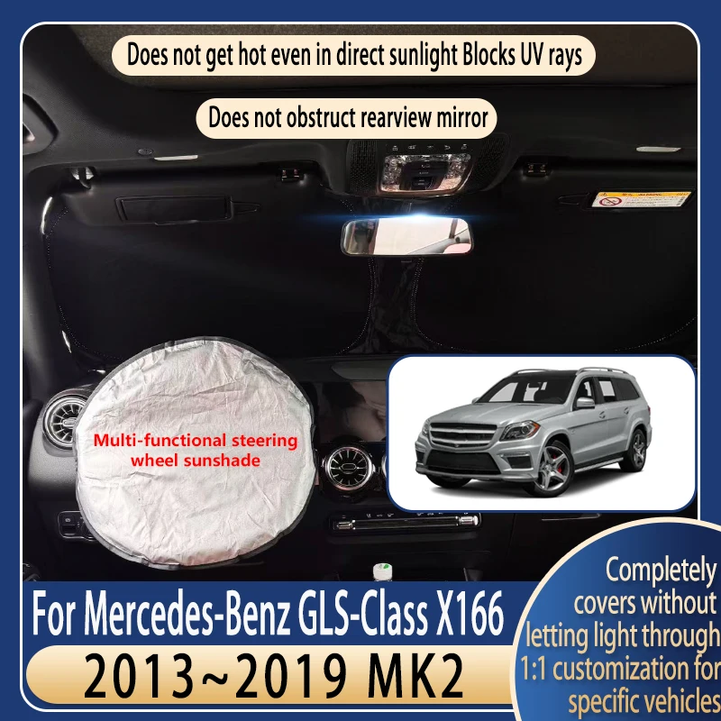 

Солнцезащитный козырек на руль автомобиля для Mercedes-Benz GLS 2013~2019 MK2, летние охлаждающие аксессуары, солнцезащитный козырек на лобовое стекло, изоляция
