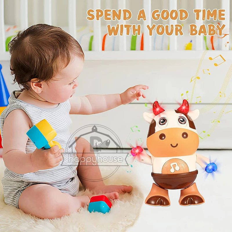 Baby Cow Musical Toys Dancing Walking Baby Cow Toy with Music and LED Lights Dancing Toys Baby Toys 6 to 12 Months 18 Month Toys