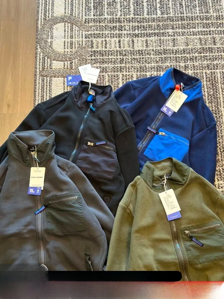 

Outdoor Men's Fce Jaet 3D Tailoring Color Blo Design Windproof Warm Zipper Decoration Stand Fit Long Sve Zipper ...