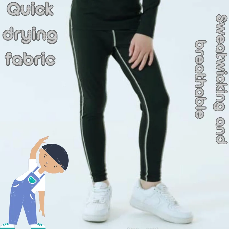 الأطفال الجوارب الرياضية طويلة الأكمام ، كرة السلة ، كرة القدم ، اللياقة البدنية ، الجري ، أفخم وسميكة مجموعة ، السراويل #3