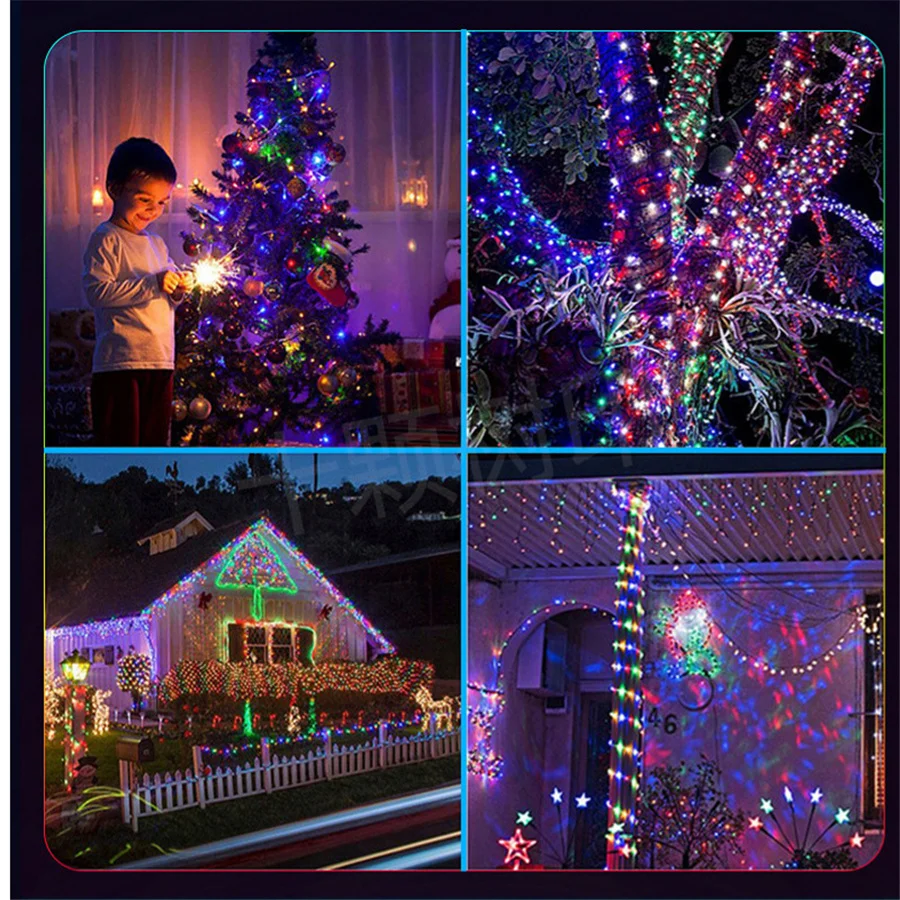 Imagem -04 - Tirvose-led Christmas Tree Garland Light Smart bt App Control Rgb Fairy String Lights para Jardim Decoração de Festa de Casamento Novo 10m 20m