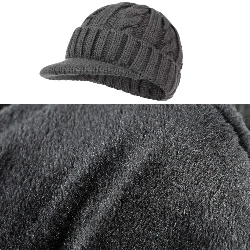 Solid Colors Ear Protection Men Knitted Cap Autumn Winter Warm Short Brim Earflap Hat Outdoor Cycling Ski Baseball Cap