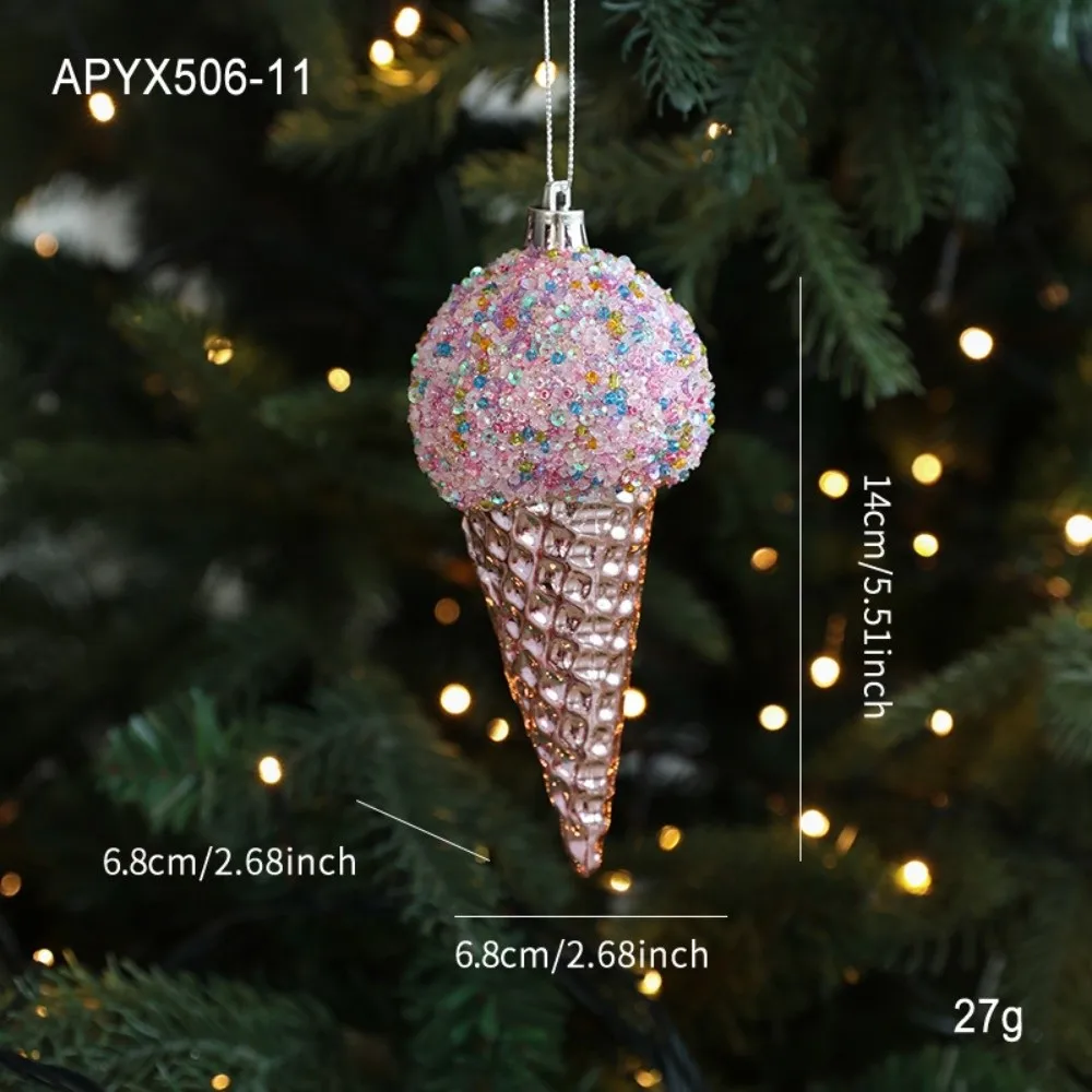 

PVC Christmas Tree Ornament Snowflake Pop Corn DIY Lollipop Ornaments Ice Cream Window Display 3D Pink Pendant Holiday Decor