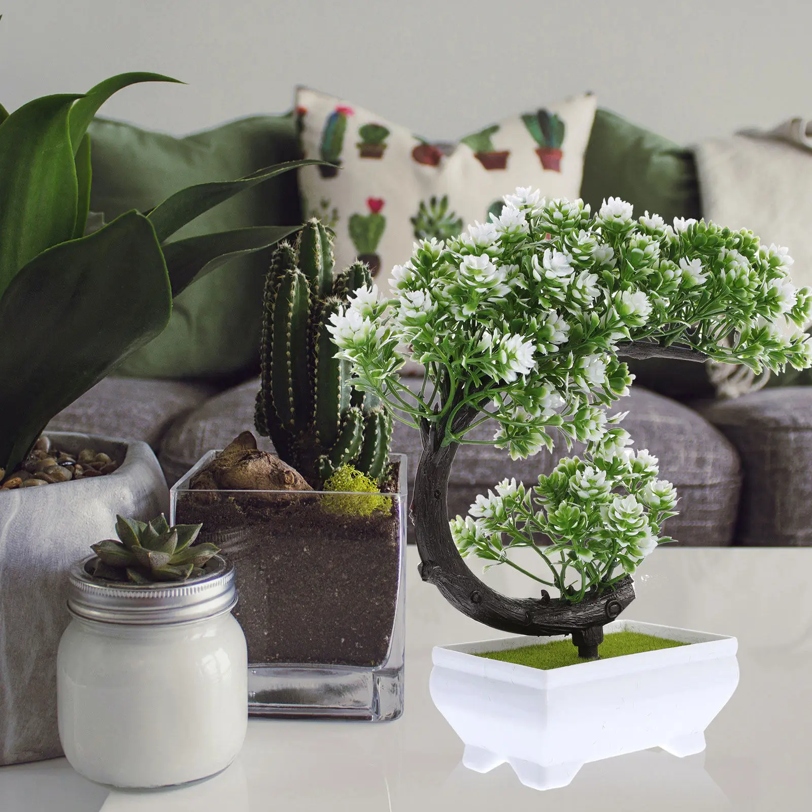 

Набор из 3 искусственных растений-бонсай премиум-класса: Экологичные, реалистичные украшения для рабочего стола, дома, офиса, кафе, книжного магазина, автомобиля