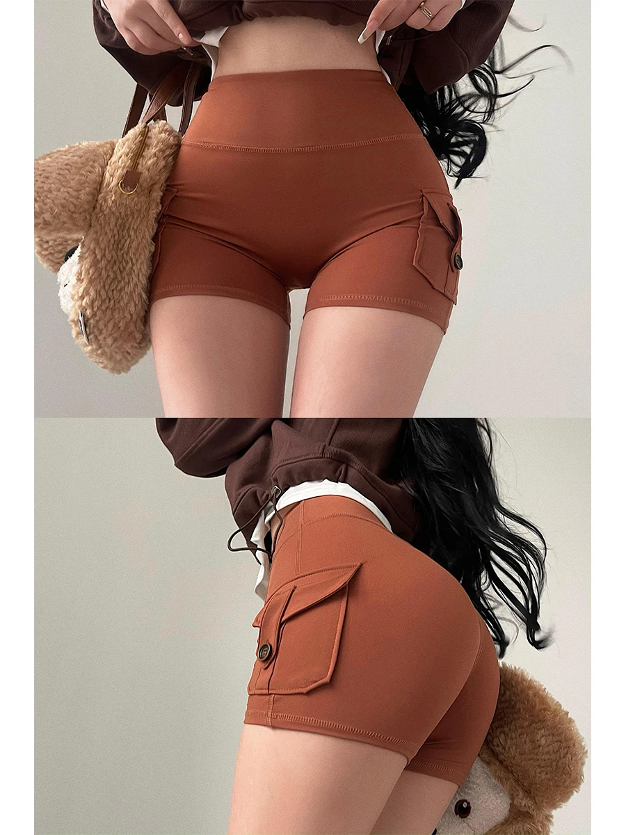 

Сексуальные шорты с высокой талией для фитнеса, женские повседневные шорты для отдыха, молодежные корейские шорты в стиле манга, подчеркивающие пышные формы, для девушек