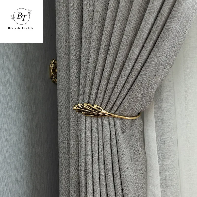 

Modern Curtains for Living Dining Room Bedroom Blackout Luxury Solid Color Flower High Precision Gray Decoration Kitchen Window