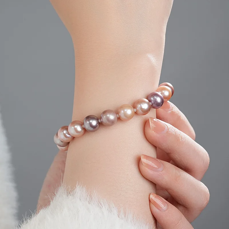 

Модный браслет с пресноводным жемчугом ярких цветов, высококачественные ювелирные изделия из стерлингового серебра S925