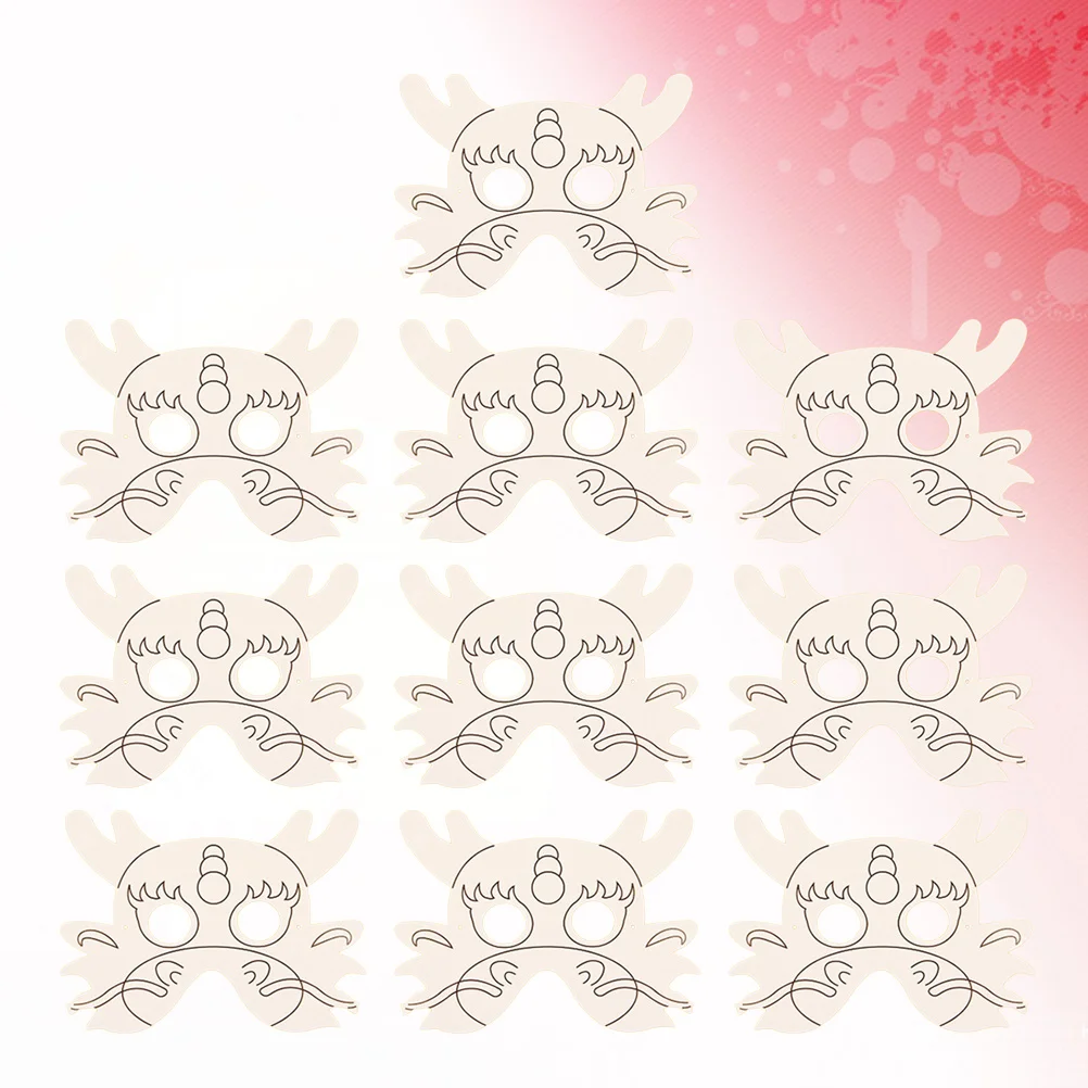 10 pezzi fai da te maschera di carta drago set di pittura vuota per bambini disegno creativo da colorare graffiti attività divertente maschera di carta bianca fai da te