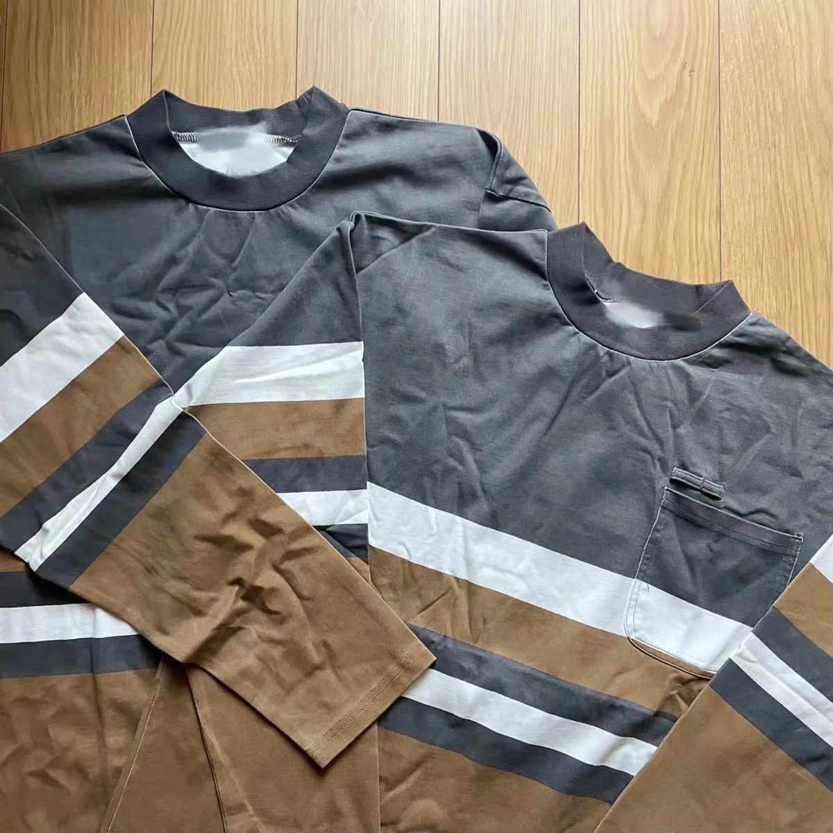 

Visvim Kofu Pilim Surf plus Supply T Color Blo Stripe Long Sve T-irt Youthful ular round Ne Zipper Closure Sta...