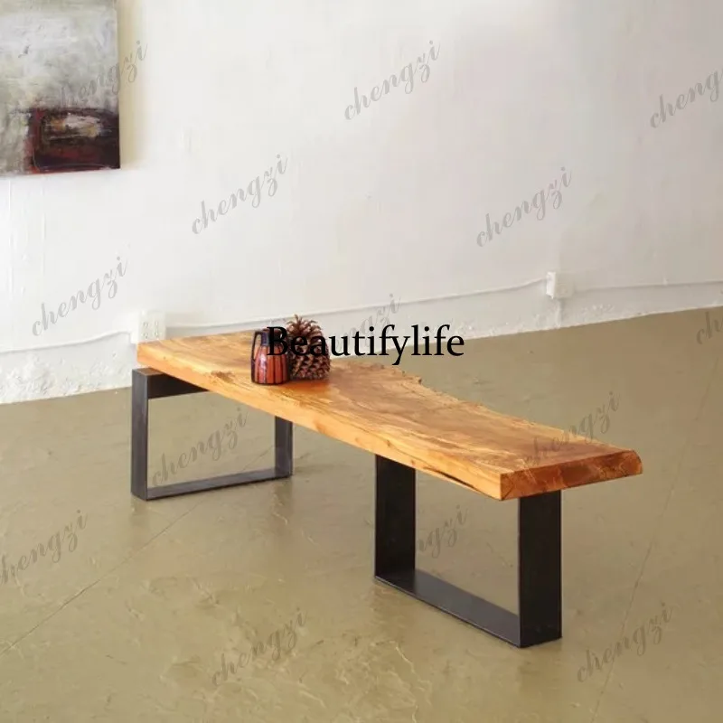 Bed and breakfast wabi sandy wind simple solid wood TV cabinet coffee table combination living room log table industrial wind