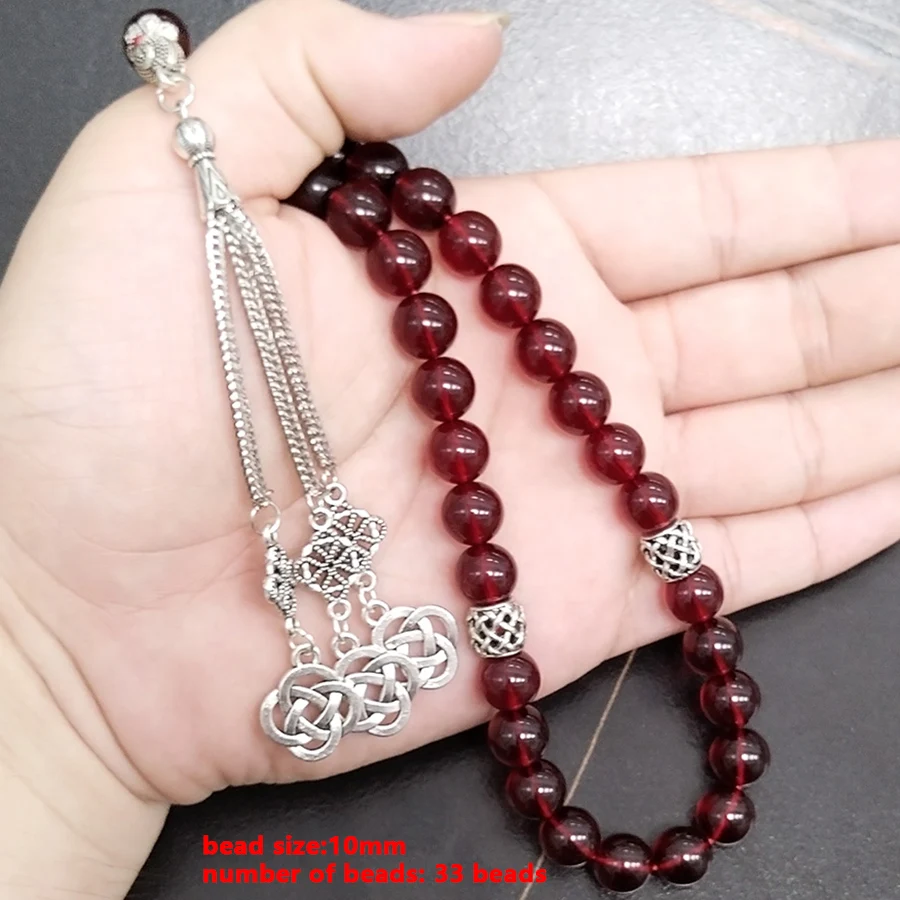 Tasbih Red Resin muslim prayer beads islamic fashion Bracelets ramadan Eid gift arabic accessories on hand misbaha