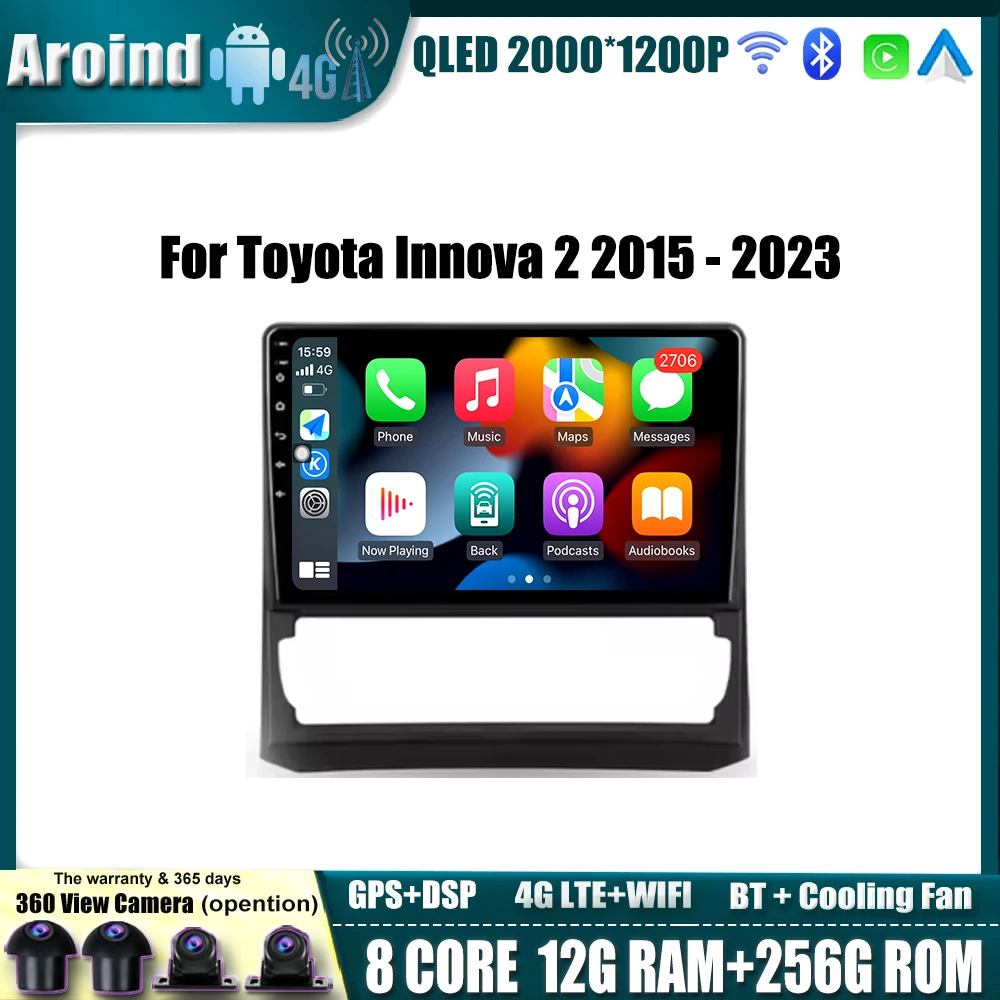 

Мультимедийный видеоплеер с ОС Android, интеллектуальная система для Toyota Innova 2 2015-2023, навигация, GPS, QLED, IPS, инструменты с сенсорным экраном