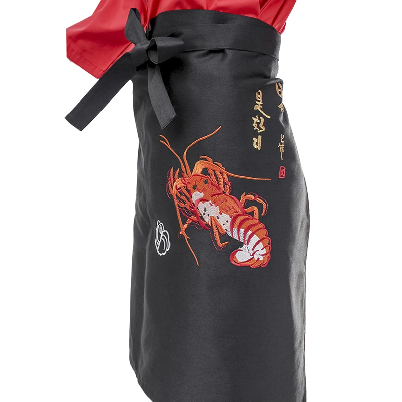 Japanese Style Cuisine Apron Sushi Restaurant Kitchen Waiter Apron Chef Overalls Sushi Uniform Half Waist Embroidered Apron
