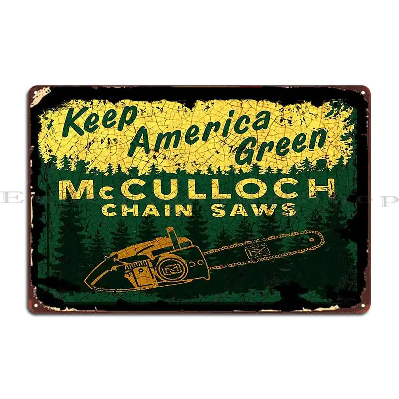 Mcculloch Chinsaws Usa Metal Sign Poster Pub Painting Wall Decor Custom Wall Decor Tin Sign Poster