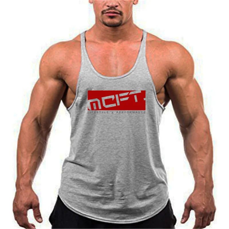 Men Sleeveless Running Vests Cotton Gym Fitness Tank Top Bodybuilding Muscle Shirt Breathable Summer Sports Workout T-Shirt Mens