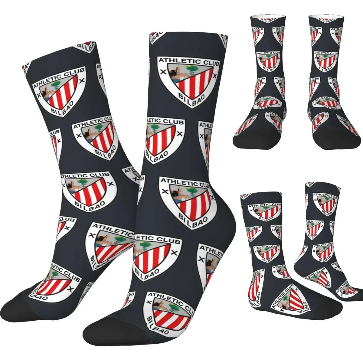 La Liga Athletics Bilbao Away Socks Funny Stockings Autumn Anti Skid Couple Socks Soft Breathable Graphic Skateboard Socks