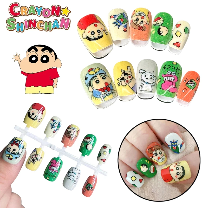 Crayon Shin-chan Women Nail Sticker Anime Figure Waterproof Finger Decorations Stickers DIY Art Supplies Self-Adhesive Nail Gift