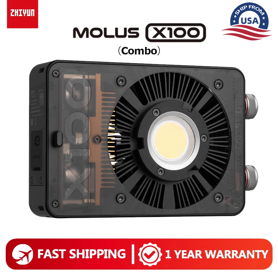 

ZHIYUN MOLUS X100 Combo 100W 2700-6500K Bi-color COB Photography Lighting Pocket Video Light for Outdoor Live Video Shooting