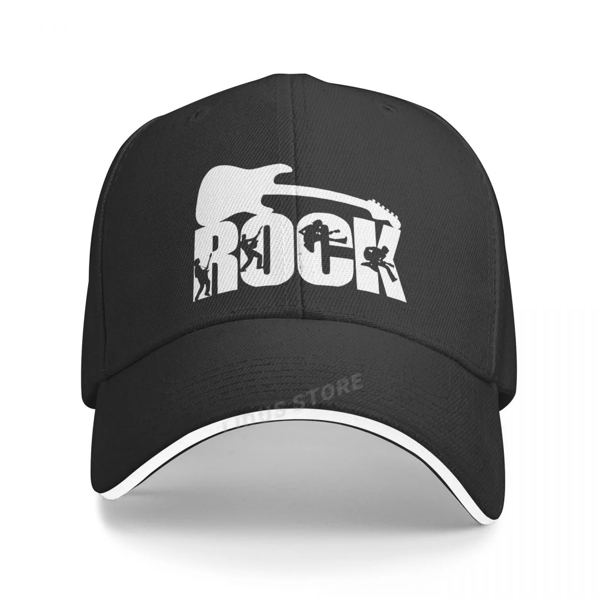 

European Unisex ROCK Letter Baseball Cap Printing Guitar Lover Dad Hat Men And Women Cap Outdoor Sun Hat Snapback Hats