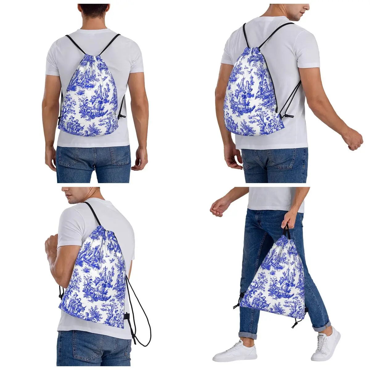 Nomades Artsy Vintage Toile De Jouy Backpacks Fashion Portable Drawstring Bags Storage Bag Book Bags For Travel School