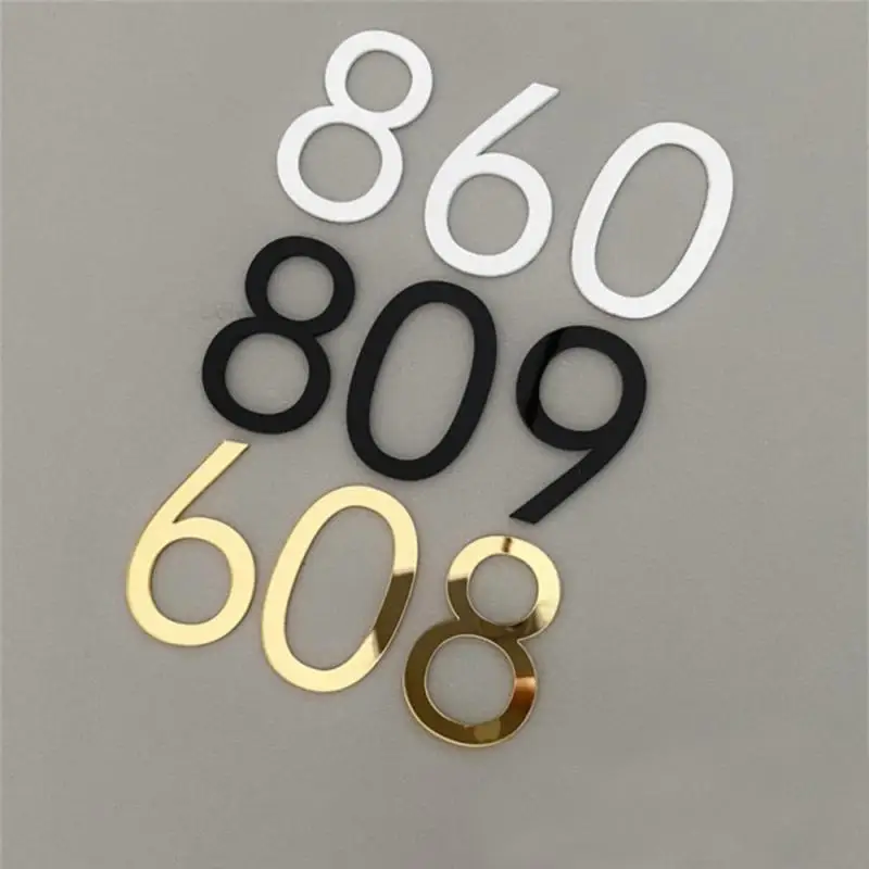 3D Numeral Modern Door Numbe Self-adhesive Digits Tag Hotel Plastic 0 to 9 Plating Home Sign Digits Sticker Sign