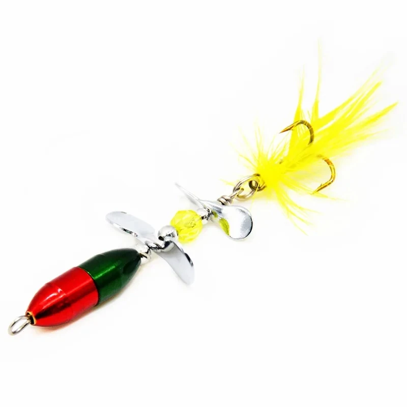 1PCS Rotating Spinner Sequins Fishing Lure 10g/7cm Artificial Wobbler Bait With Feather Fishing Tackle For Bass Trout image 6