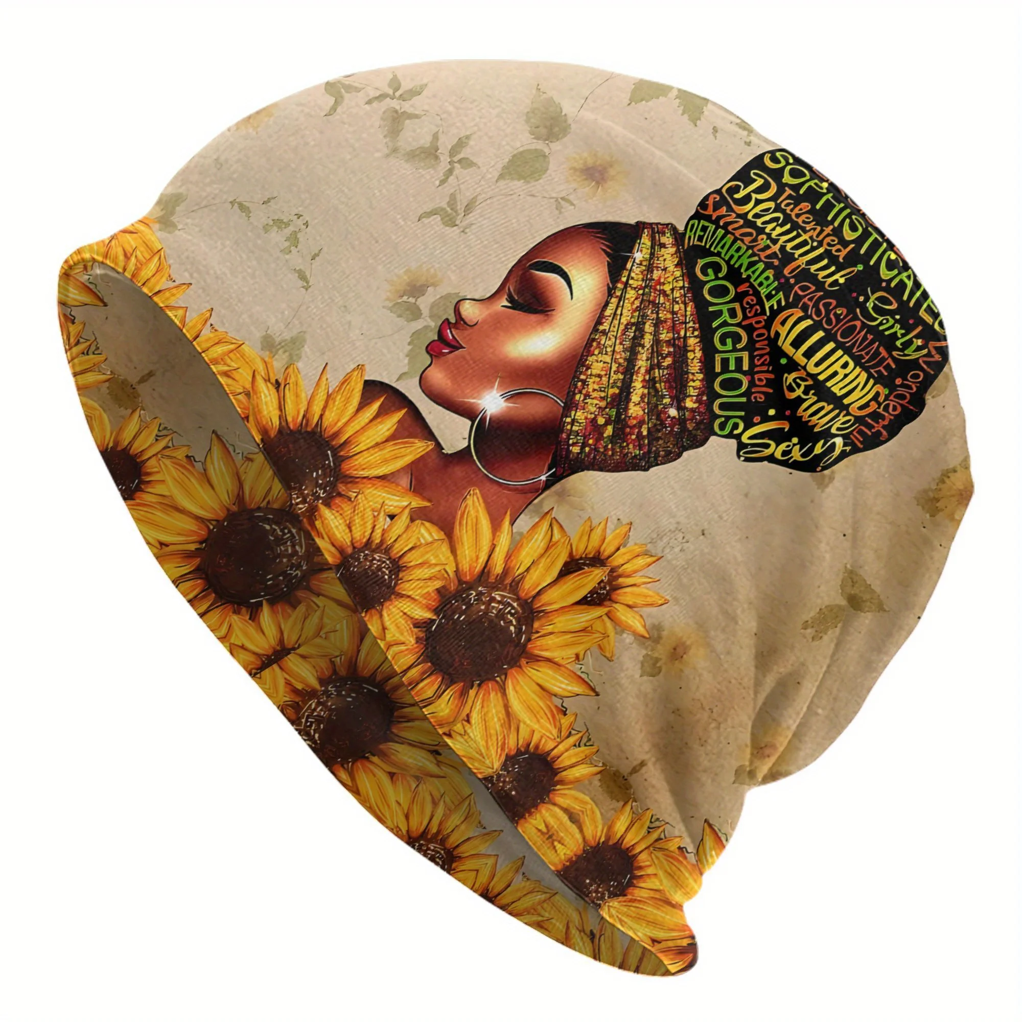 African Woman Artwork Skullies Beanies Cool Sport Hat