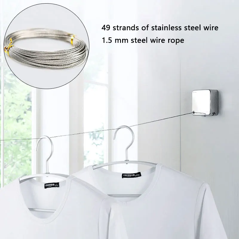 Dookole Retractable Clothesline, 3.2m Retracting Clothes Line Heavy Duty Shower Line for Wet Clothes and Quilt