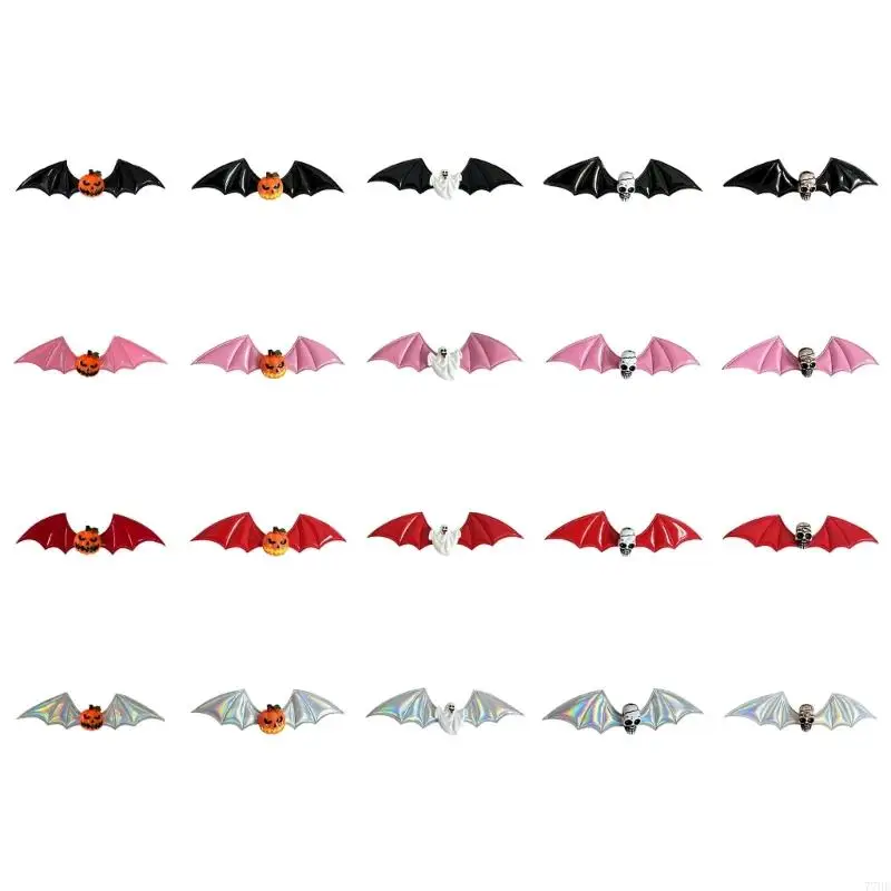 77HE 1PC Gothic PU Leather Bat Hair Clip Ergonomic Halloween Cosplay Accessory