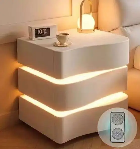 โต๊ะข้างเตียงลอยตัวอัจฉริยะ ตู้ข้างเตียงเรียบง่ายทันสมัย พร้อมไฟเซ็นเซอร์และลำโพง โต๊ะข้างเตียงระดับไฮเอนด์และหรูหรา