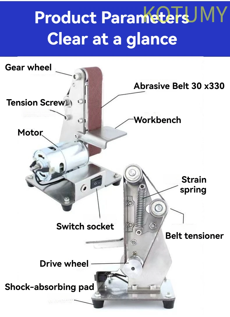 Mini Electric Belt Sander, DIY Polishing & Grinding Machine, Fixed-Angle Knife Sharpener, Desktop & Vertical Available